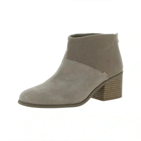Women’s Toms Faux Suede Mixed Media Ankle Boots Size 10 Desert Taupe EUC - Picture 1 of 8